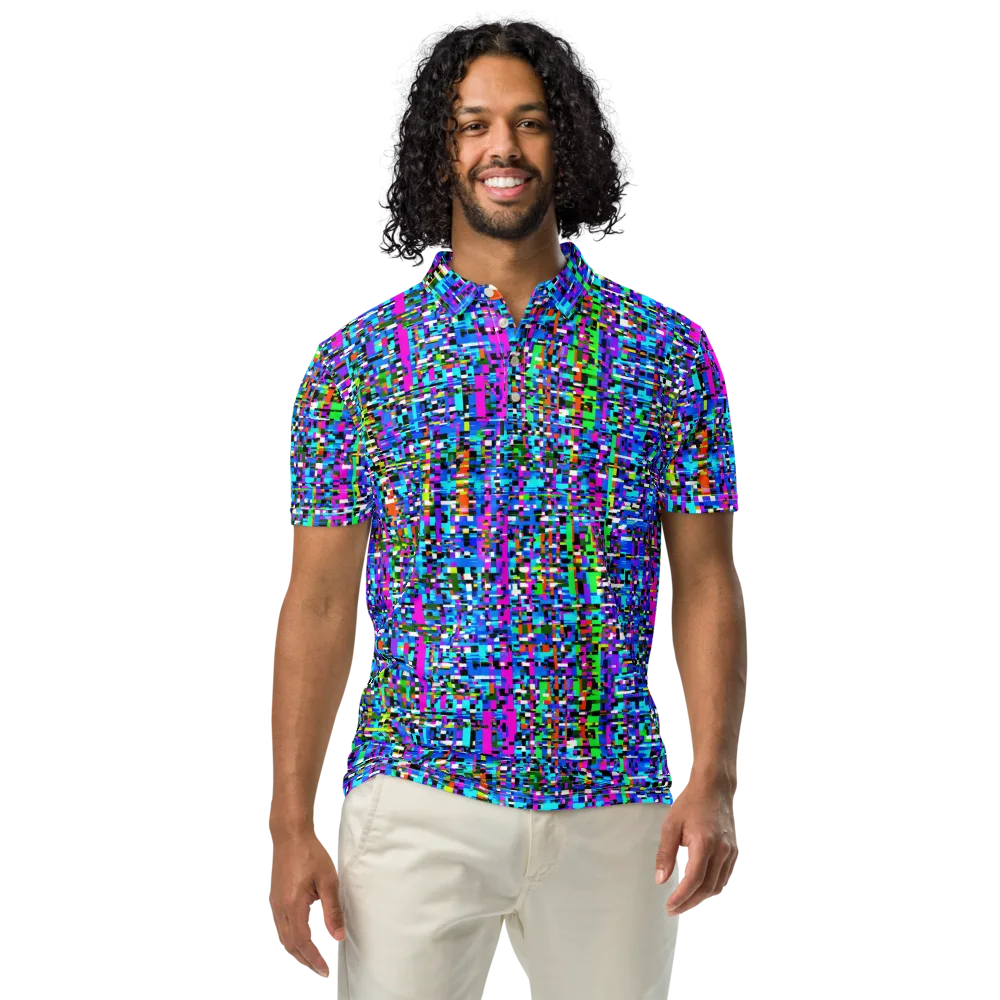 Neon Mosaic on Men's Slim Fit Polo Shirt — Front