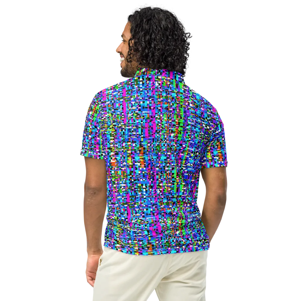 Neon Mosaic on Men's Slim Fit Polo Shirt — Back