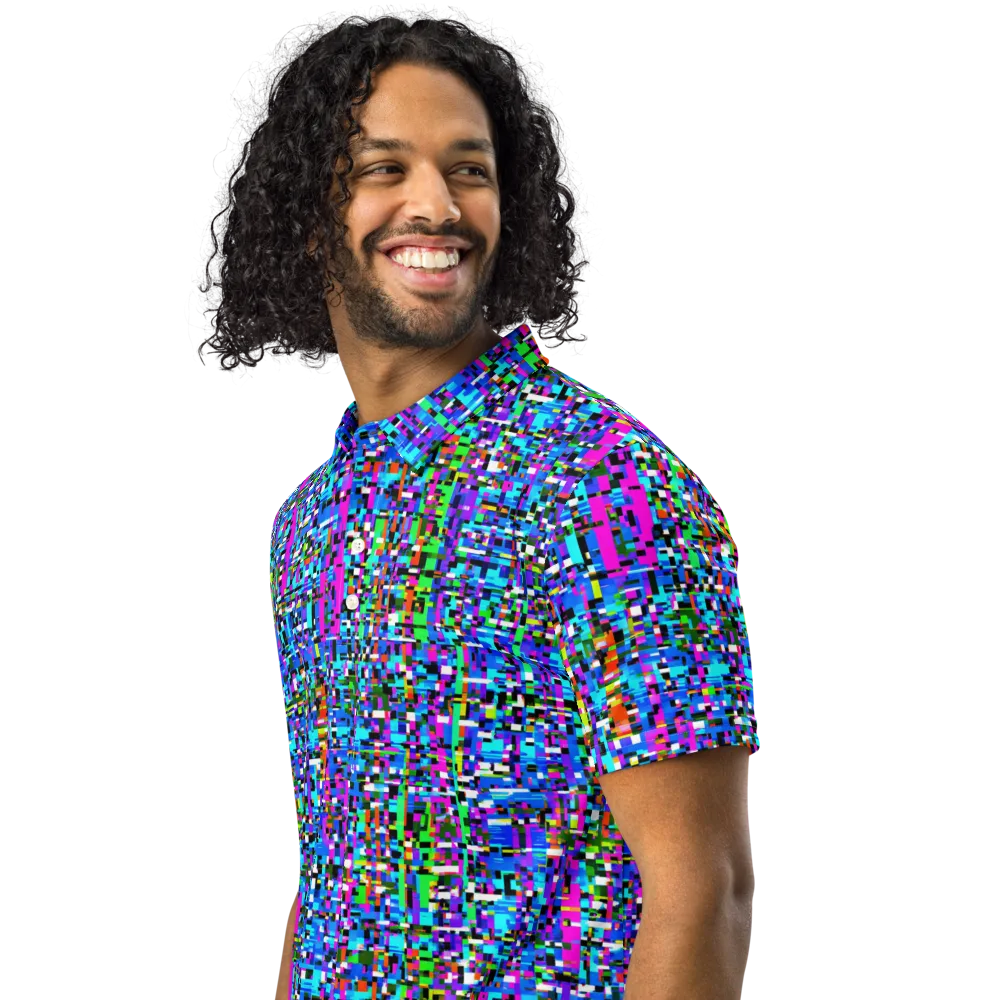 Neon Mosaic on Men's Slim Fit Polo Shirt — Left Front