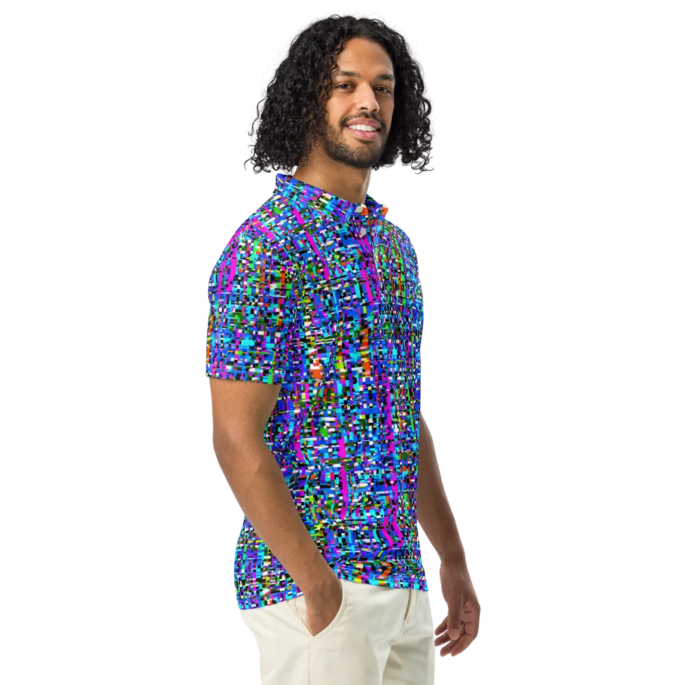Neon Mosaic on Men's Slim Fit Polo Shirt — Right Front