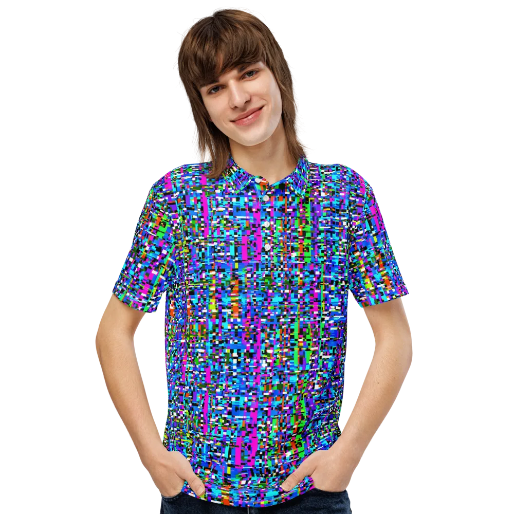 Neon Mosaic on Men's Slim Fit Polo Shirt — Front