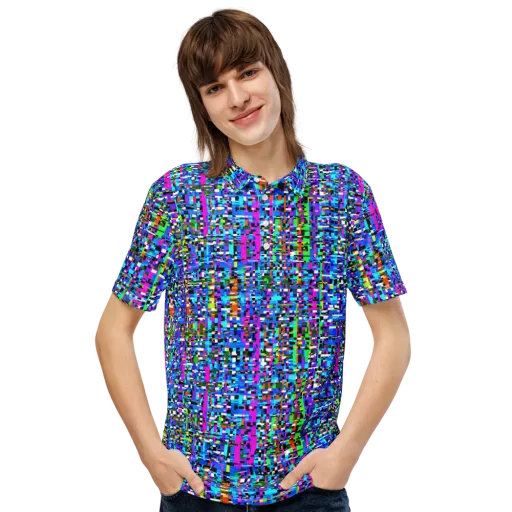 Neon Mosaic on a Men's Slim Fit Polo Shirt