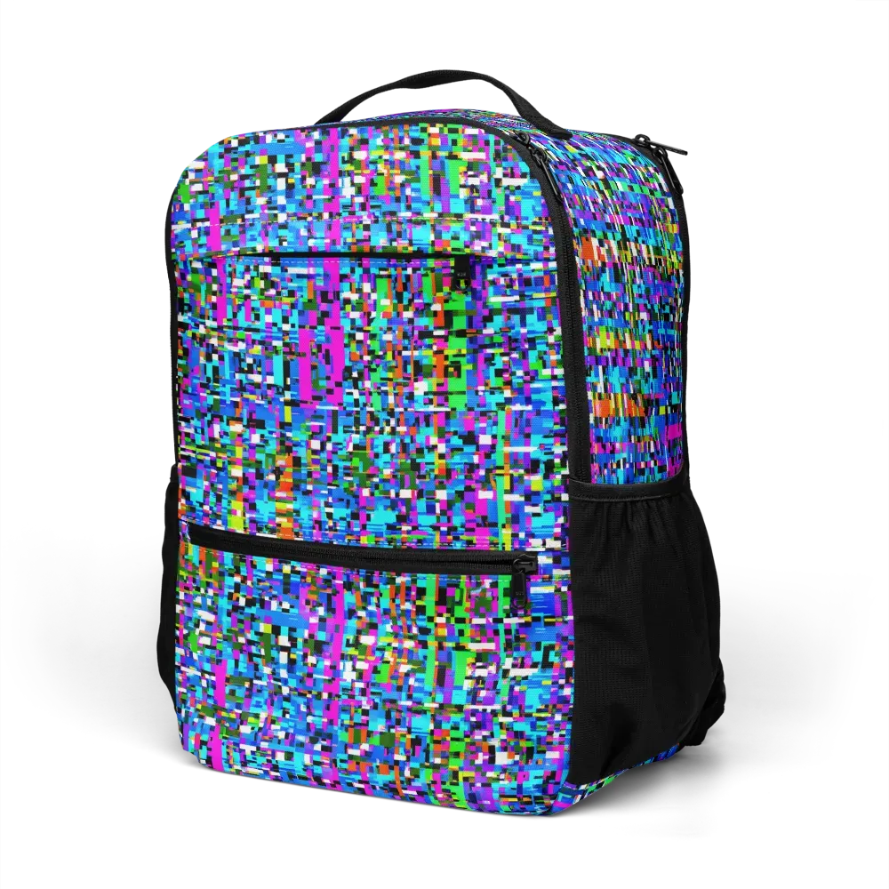 Neon Mosaic on Utility Backpack — Left Front