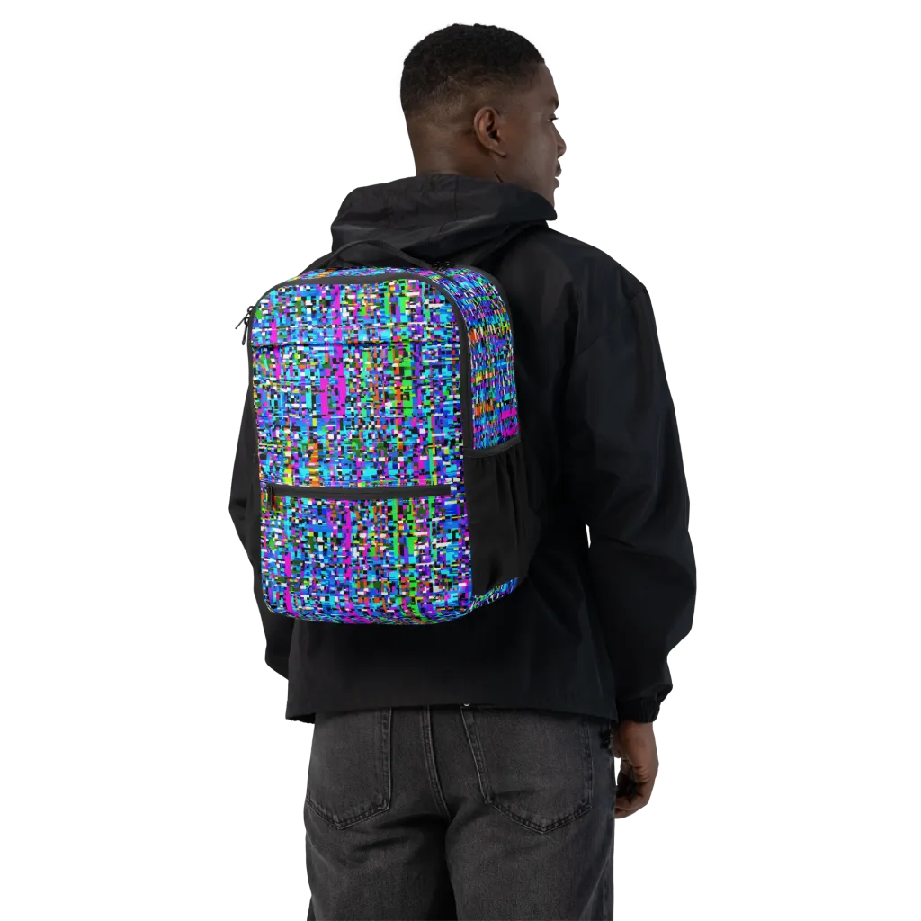 Neon Mosaic on Utility Backpack — Back