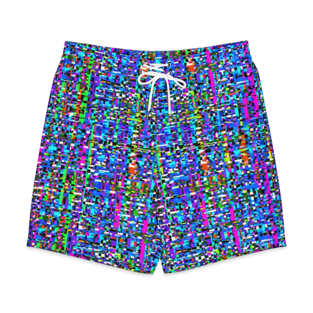 Neon Mosaic on Men's Board Shorts — Front