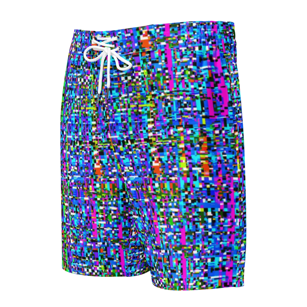 Neon Mosaic on Men's Board Shorts — Front