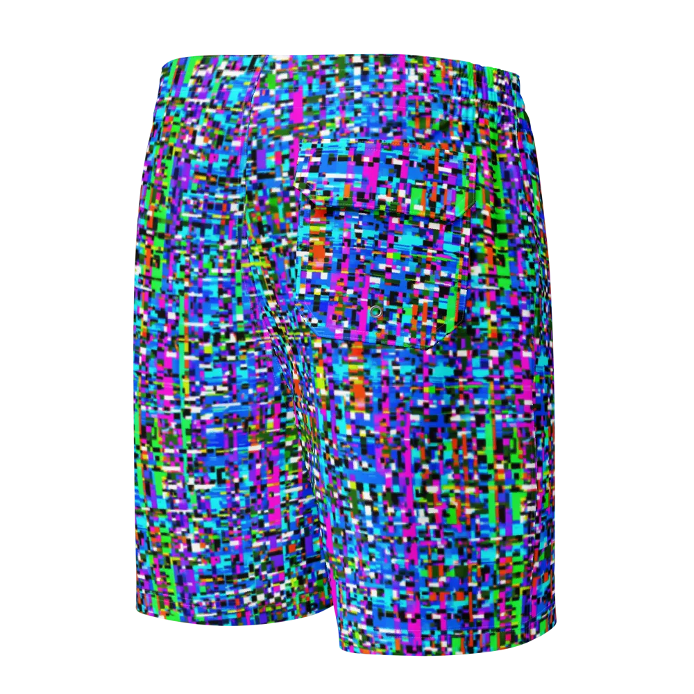 Neon Mosaic on Men's Board Shorts — Back