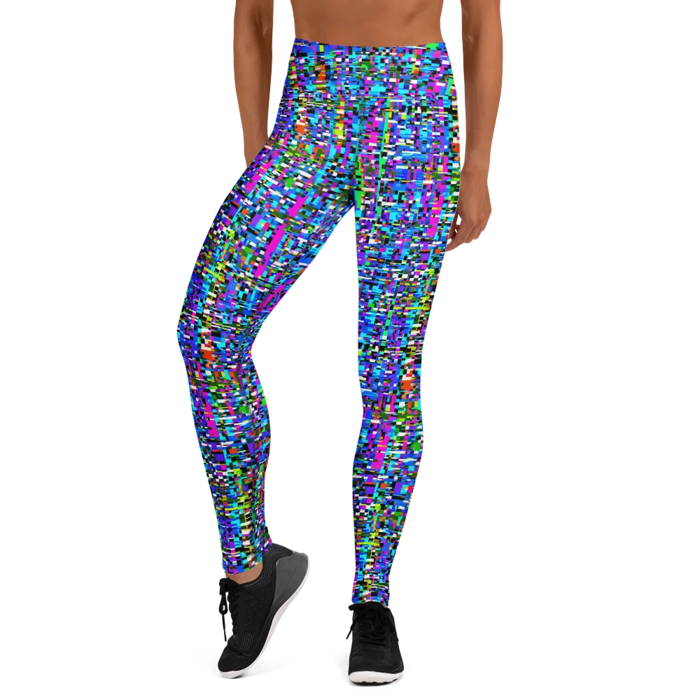 Neon Mosaic on Yoga Leggings — Front