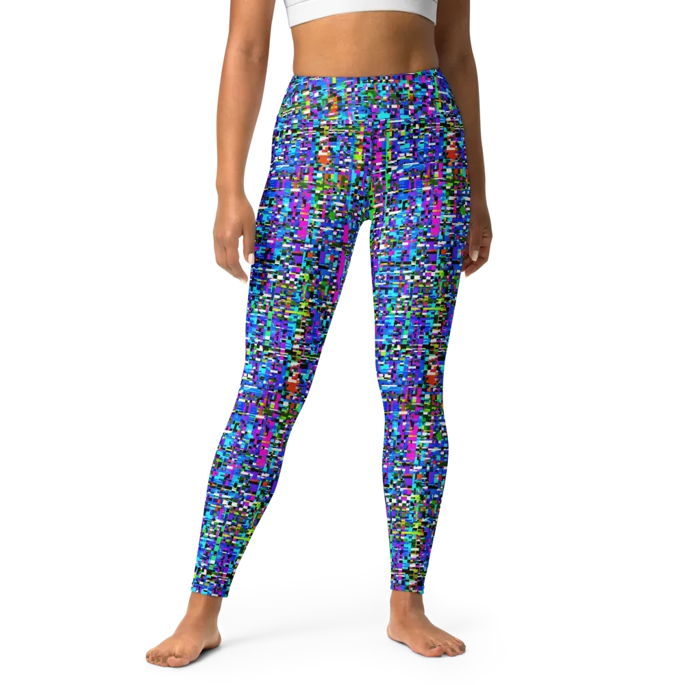 Neon Mosaic on Yoga Leggings — Front