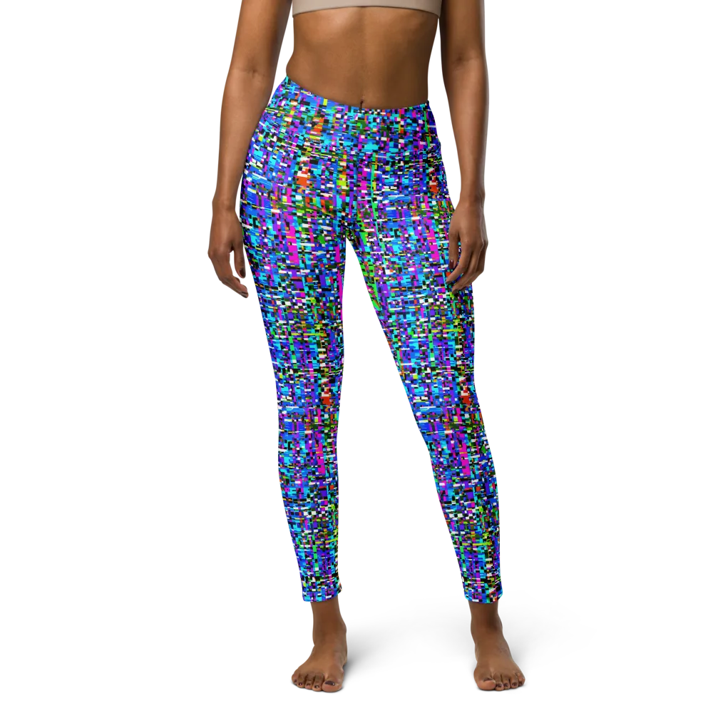 Neon Mosaic on Yoga Leggings — Front