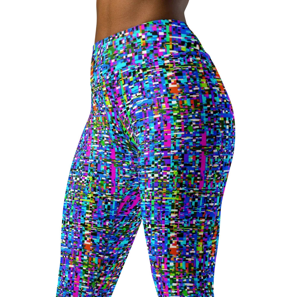 Neon Mosaic on Yoga Leggings — Left Front