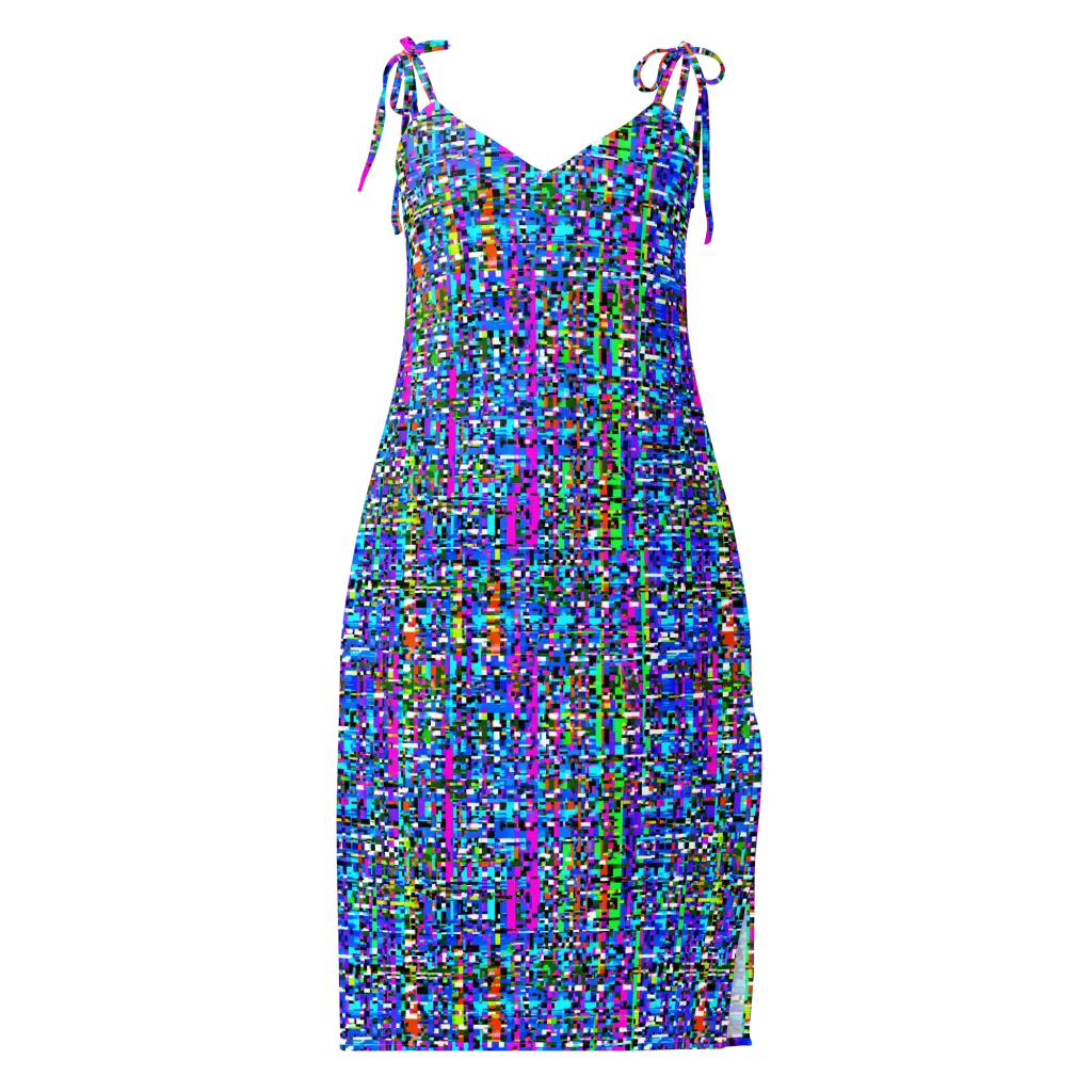 Neon Mosaic on Slip Dress — Front