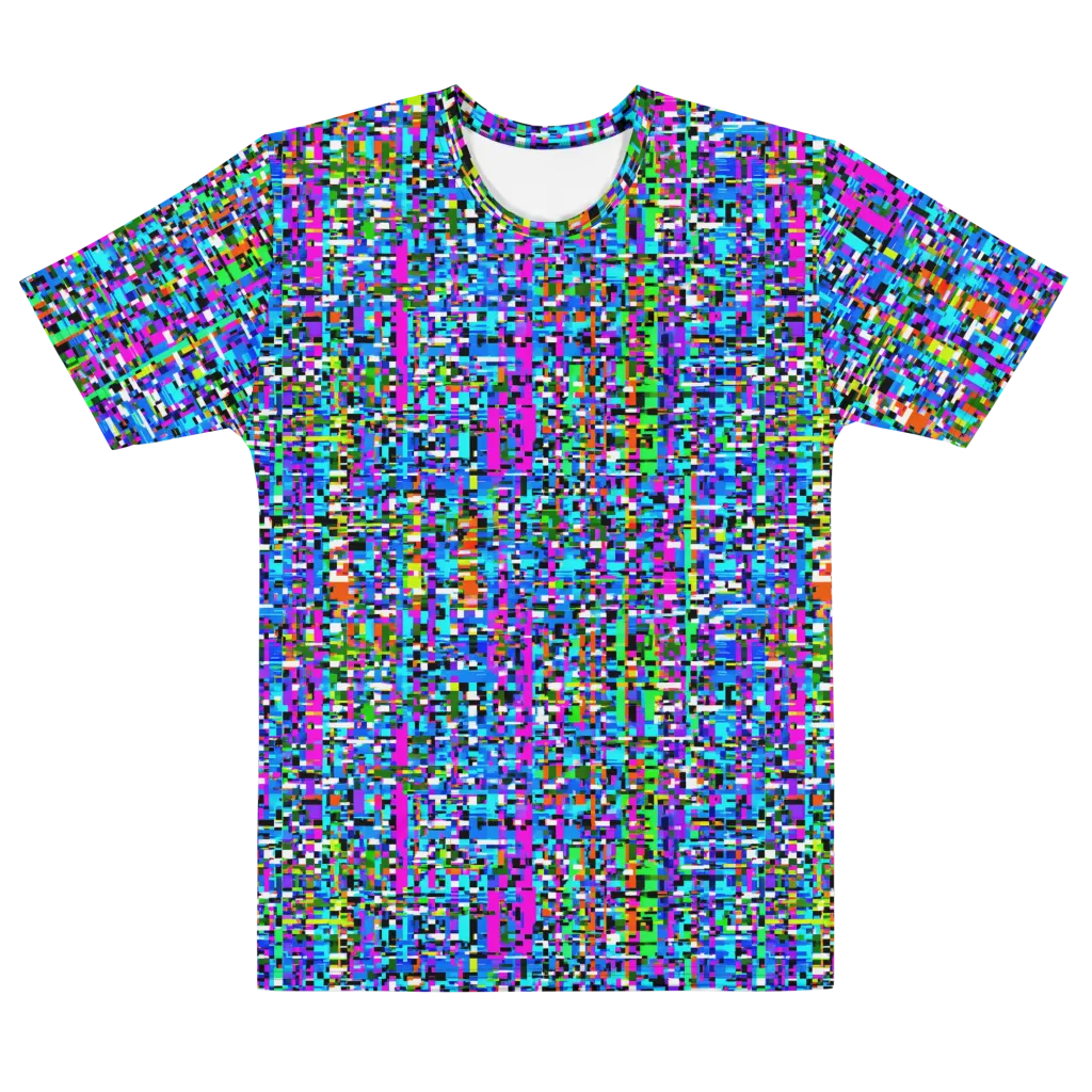 Neon Mosaic on Men's Cotton Crew Neck T-Shirt — Front
