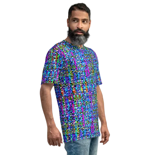 Neon Mosaic on a Men's Crew Neck T-Shirt