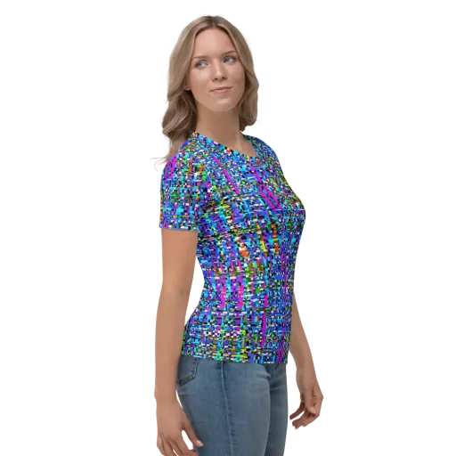Neon Mosaic on a Women's Crew Neck T-Shirt