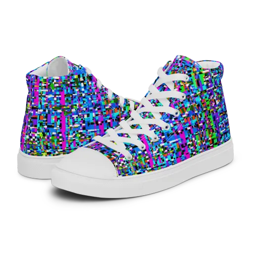 Neon Mosaic on a Women's High Top Canvas Shoes