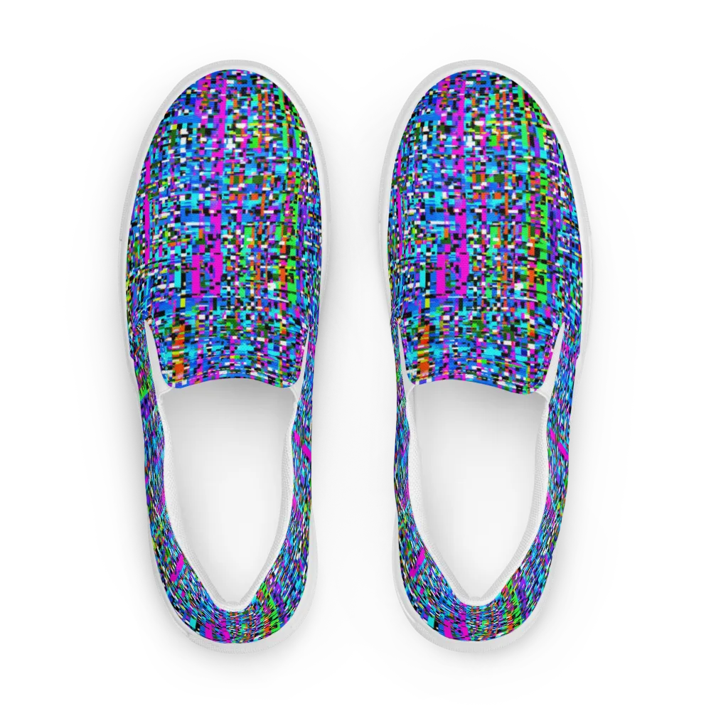 Neon Mosaic on Men's Slip-On Canvas Shoes — Front