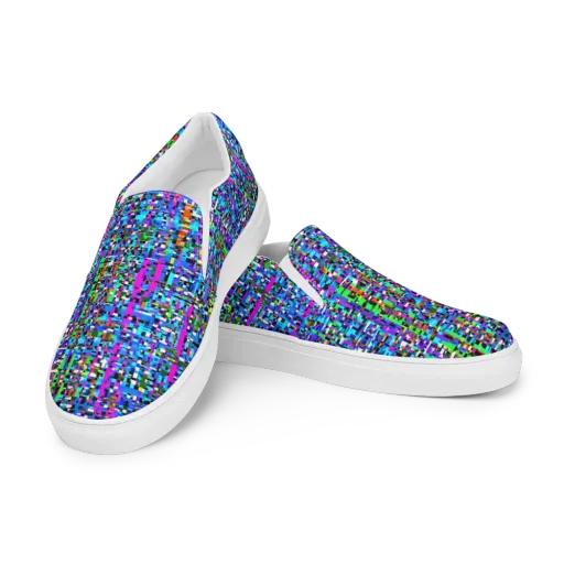 Neon Mosaic on a Men's Slip-On Canvas Shoes