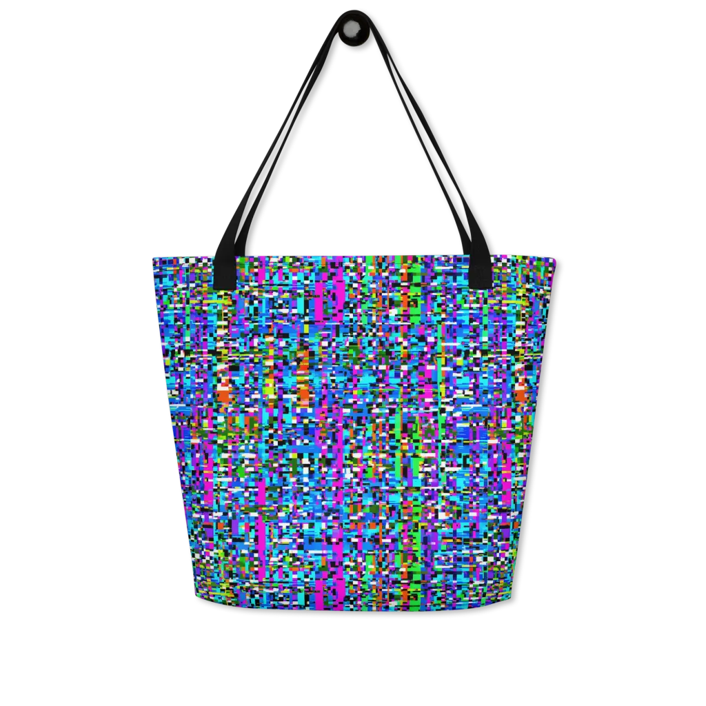 Neon Mosaic on Large Tote Bag W/ Pocket — Front