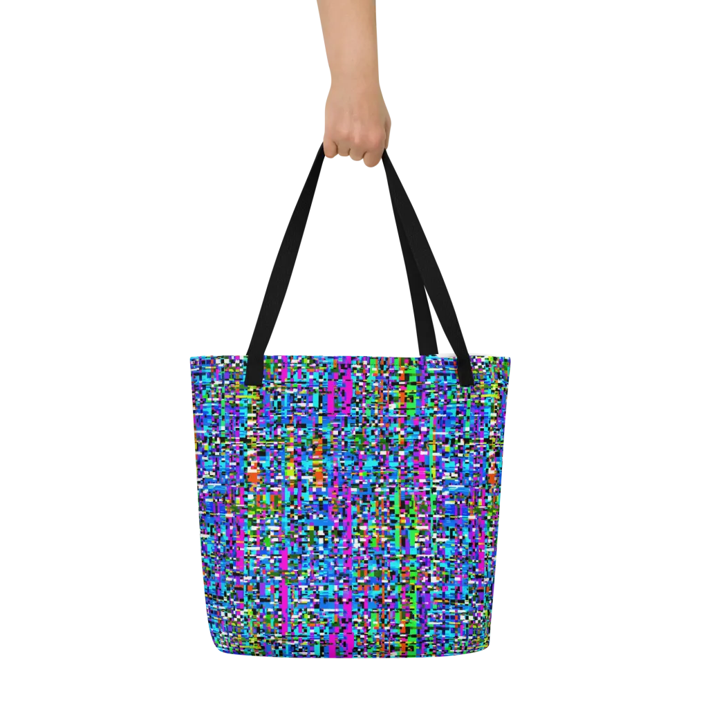 Neon Mosaic on Large Tote Bag W/ Pocket — Front