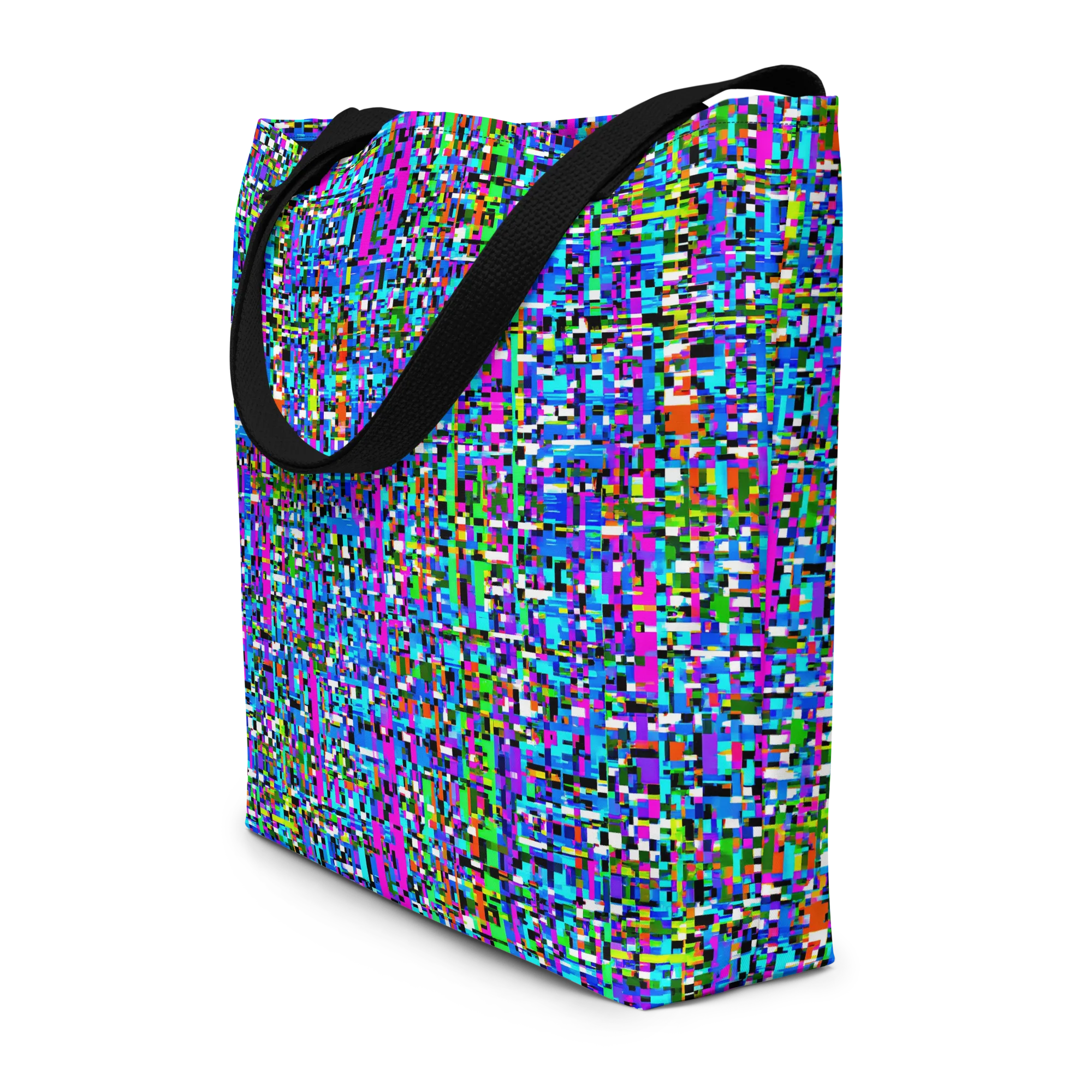 Neon Mosaic on Large Tote Bag W/ Pocket — Front
