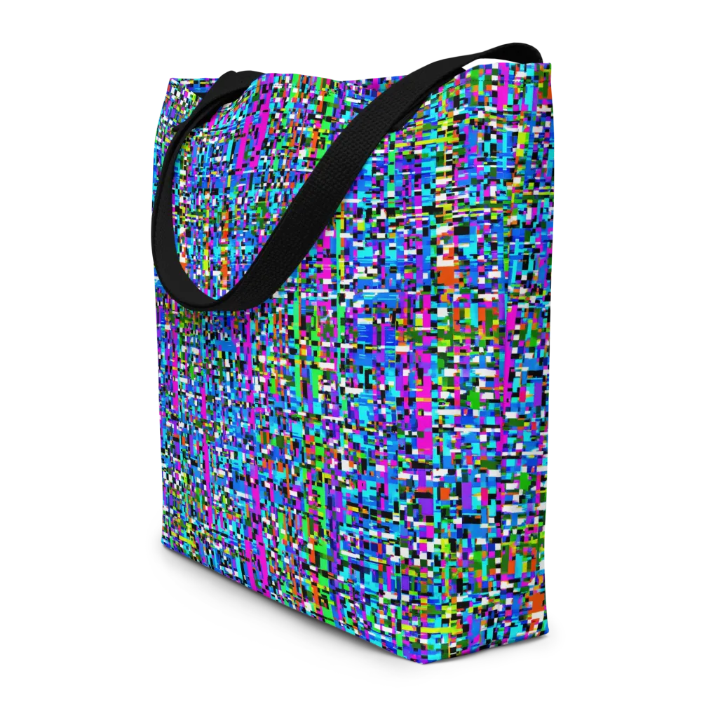 Neon Mosaic on Large Tote Bag W/ Pocket — Front