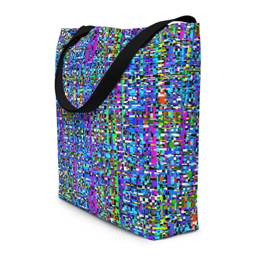 Neon Mosaic on a Large Tote Bag W/ Pocket