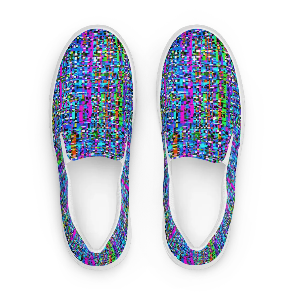Neon Mosaic on Women's Slip-On Canvas Shoes — Front