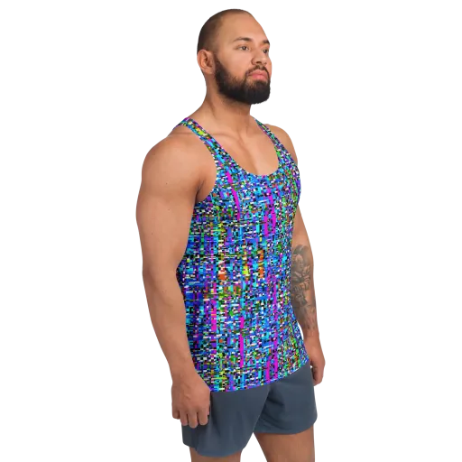 Neon Mosaic on a Men's Tank Top