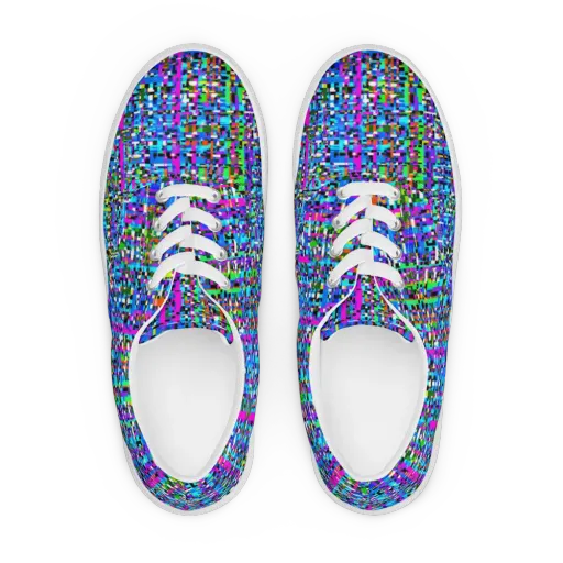 Neon Mosaic on a Men's Lace-Up Canvas Shoes