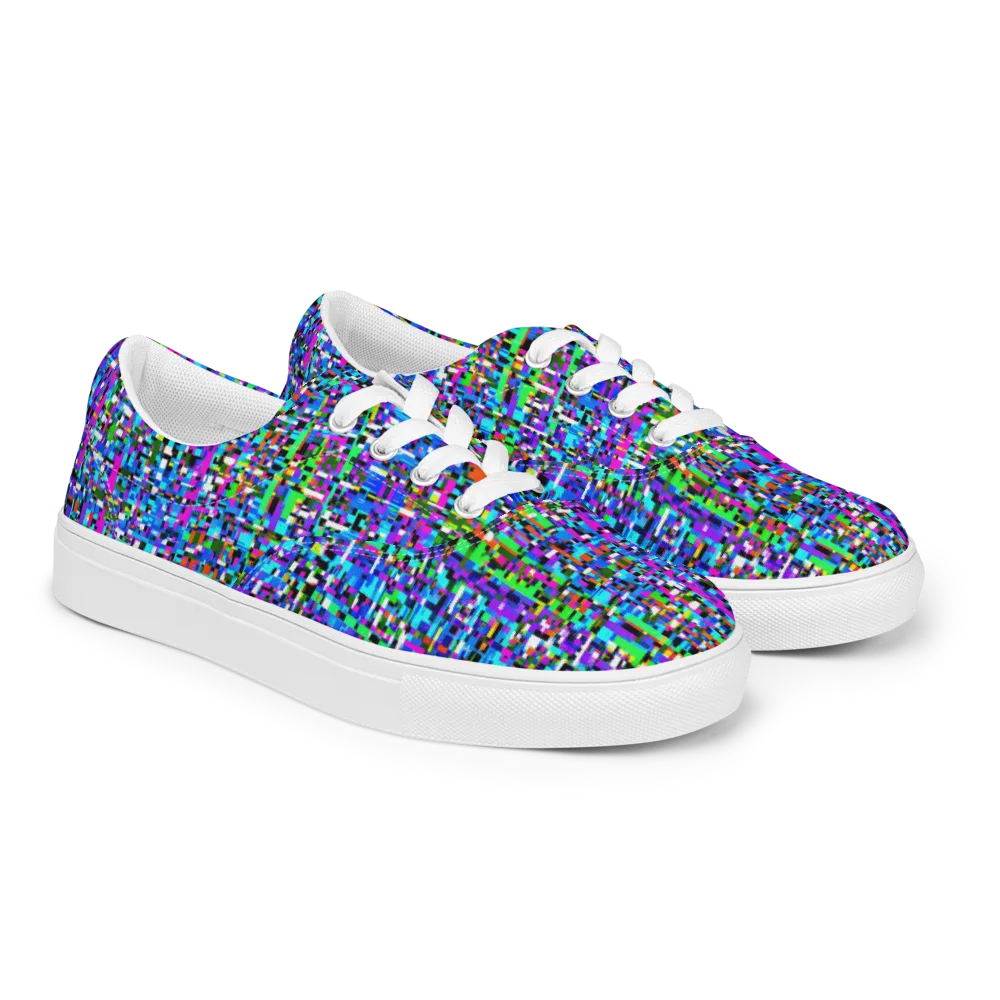 Neon Mosaic on Men's Lace-Up Canvas Shoes — Right Front