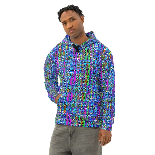 Neon Mosaic on a Cotton Hoodie