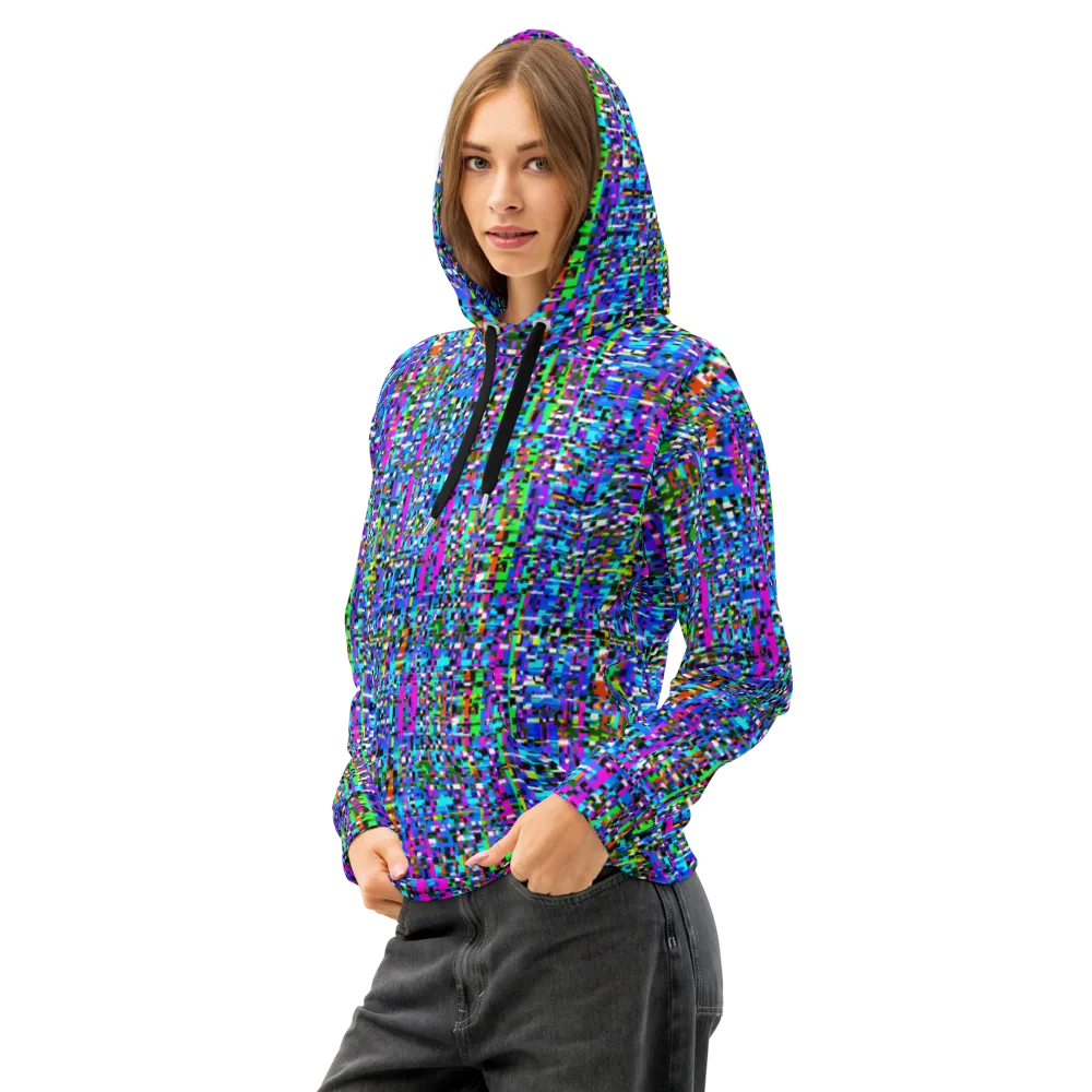 Neon Mosaic on Cotton Hoodie — Left Front
