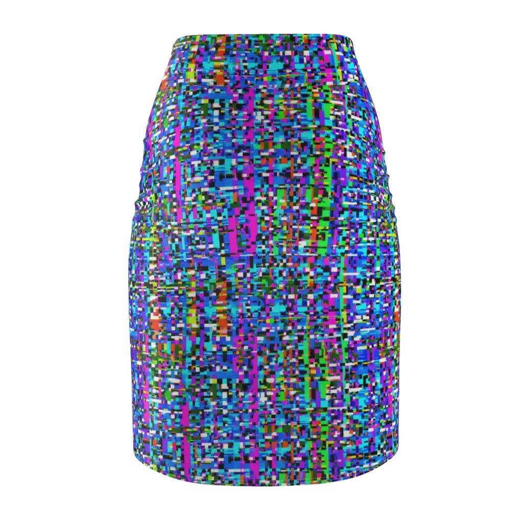 Neon Mosaic on Pencil Skirt — Back