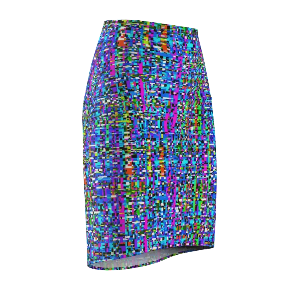 Neon Mosaic on Pencil Skirt — Front Side