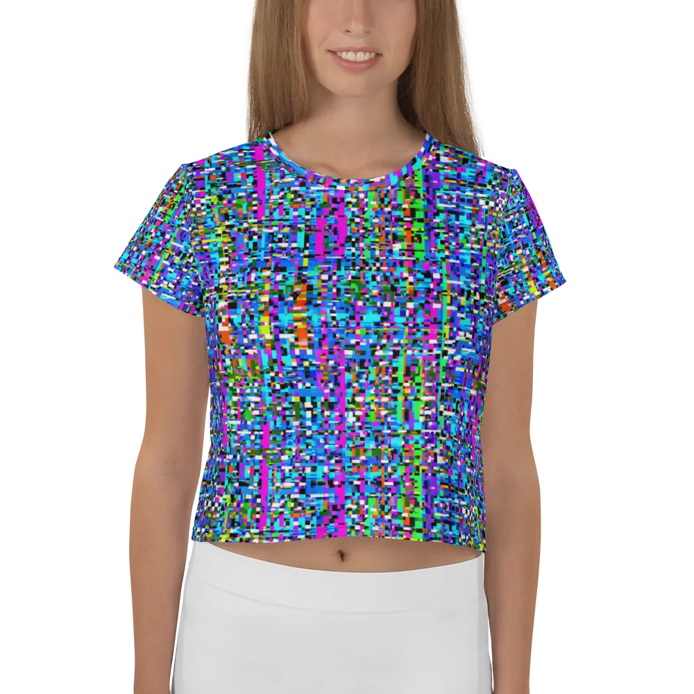 Neon Mosaic on Crop Tee — Front