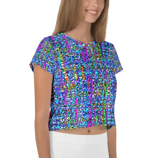 Neon Mosaic on a Crop Tee