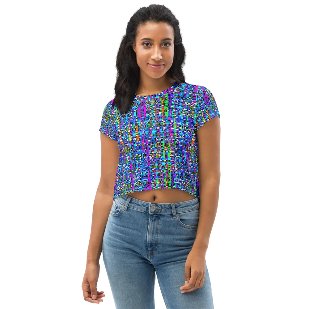 Neon Mosaic on Crop Tee — Front