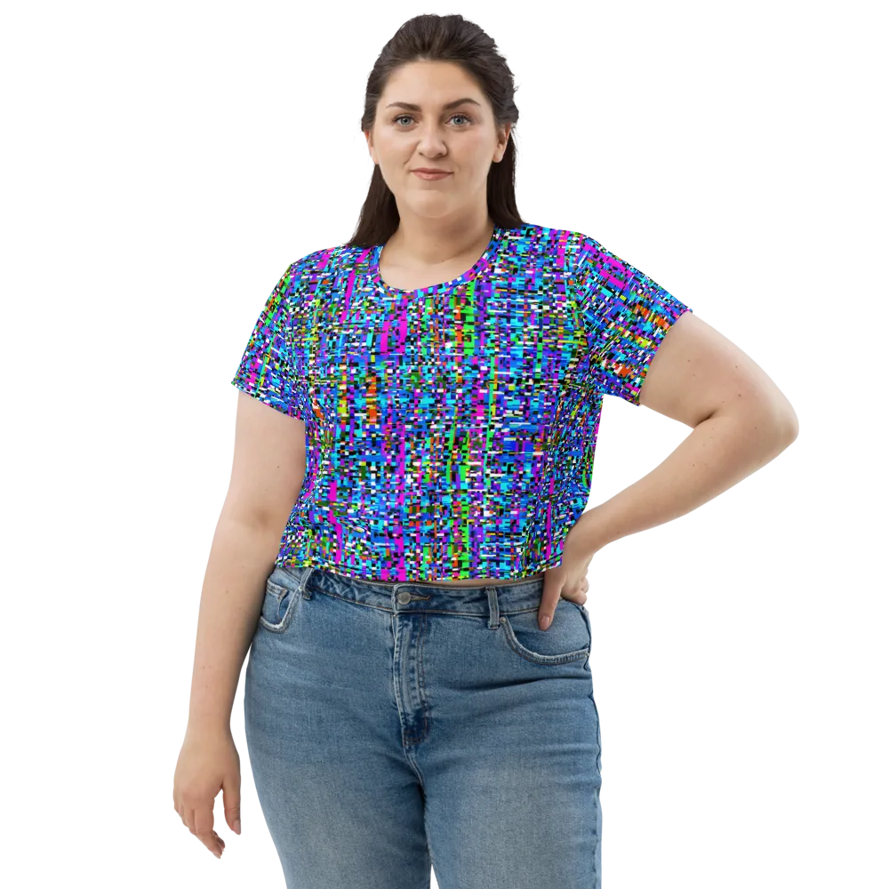 Neon Mosaic on Crop Tee — Front