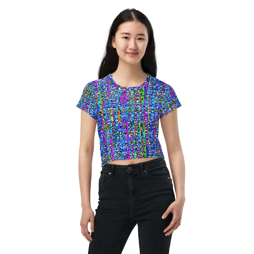 Neon Mosaic on Crop Tee — Front