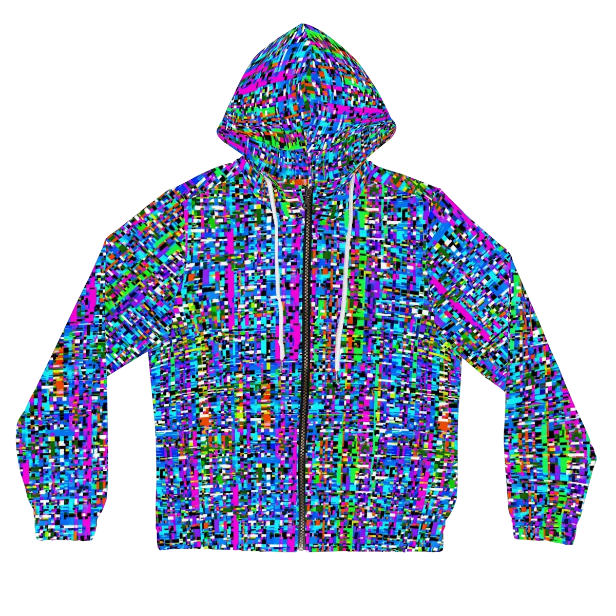 Neon Mosaic on Women's Full-Zip Hoodie — Front
