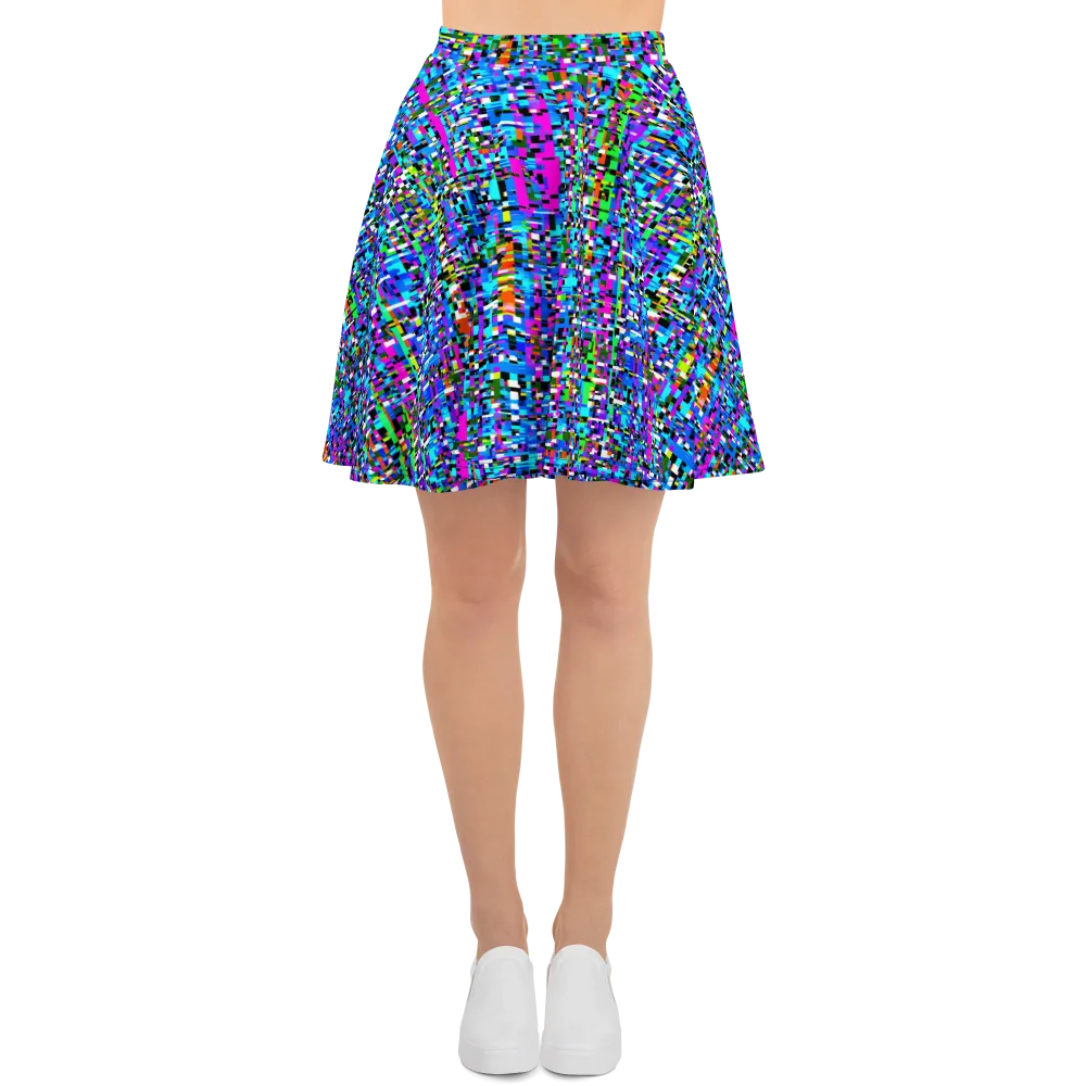 Neon Mosaic on Skater Skirt — Front