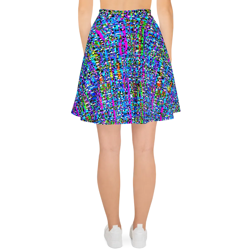 Neon Mosaic on Skater Skirt — Back