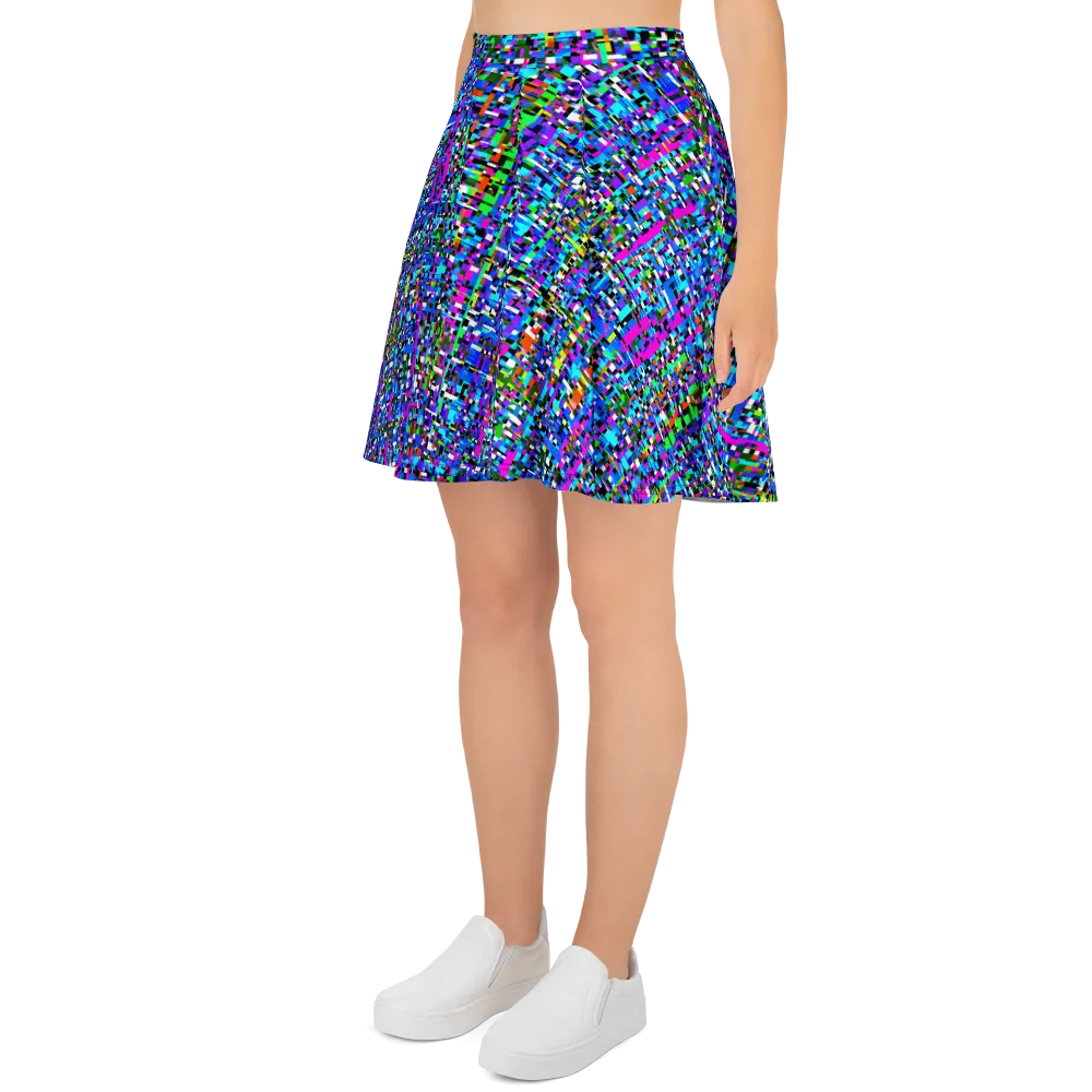 Neon Mosaic on Skater Skirt — Left