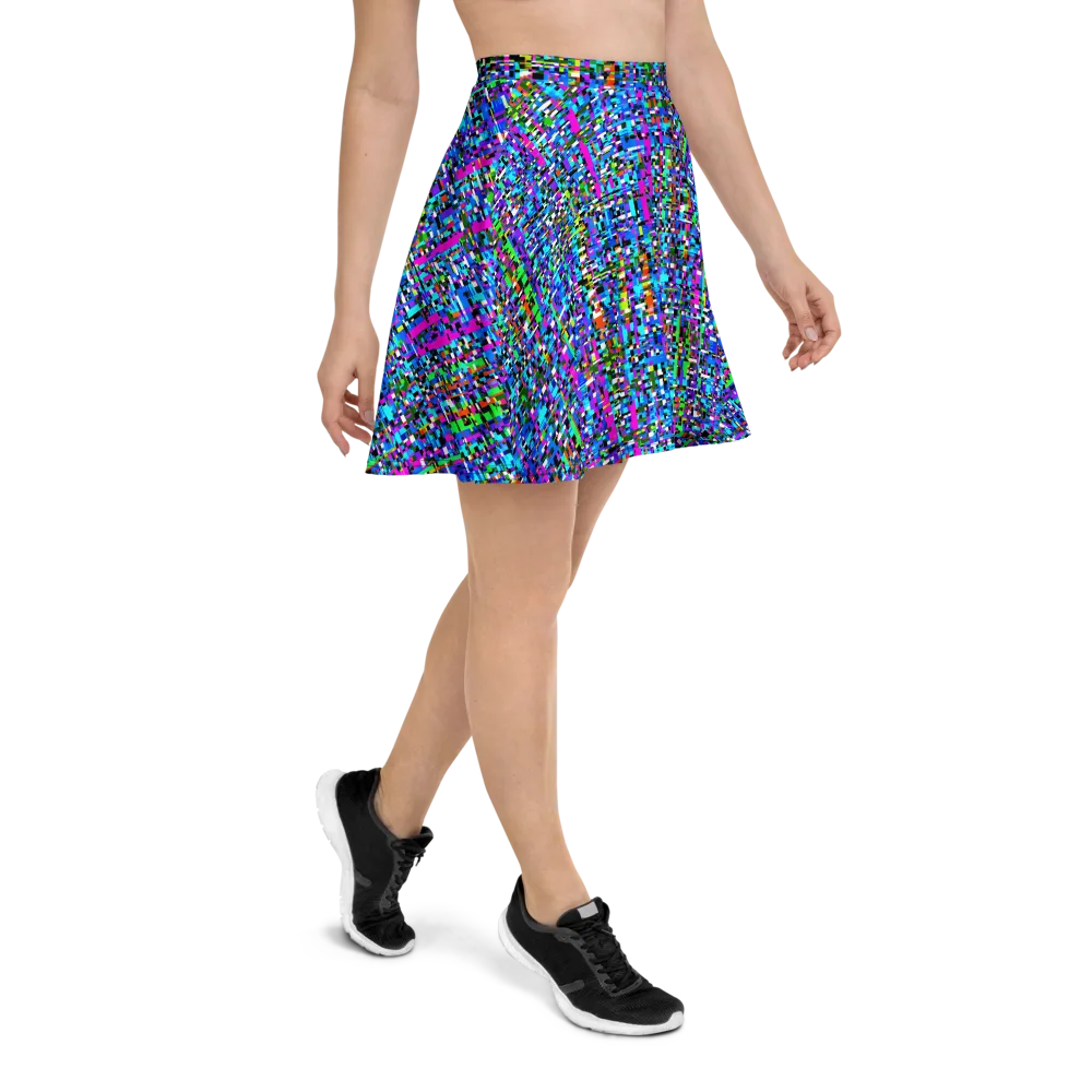 Neon Mosaic on Skater Skirt — Right
