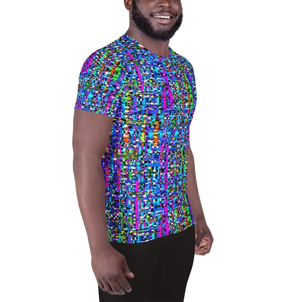 Neon Mosaic on Men's Athletic T-Shirt — Right