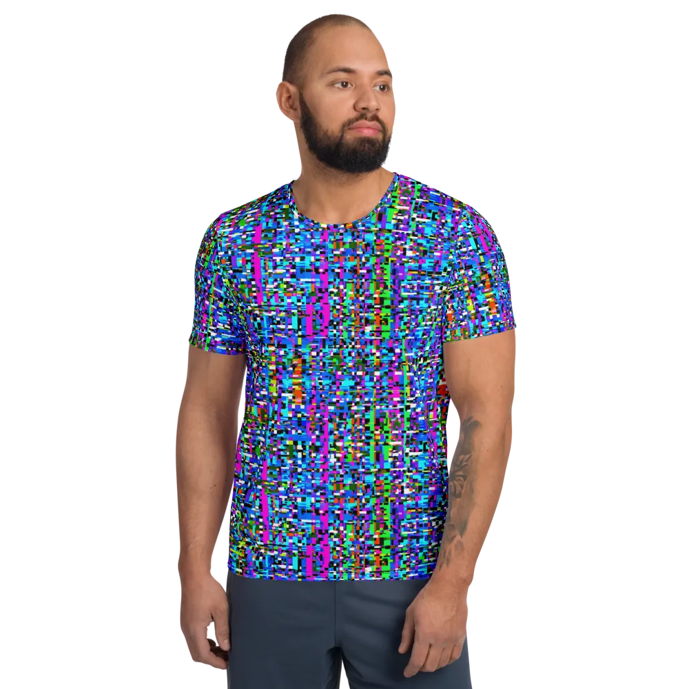 Neon Mosaic on Men's Athletic T-Shirt — Front