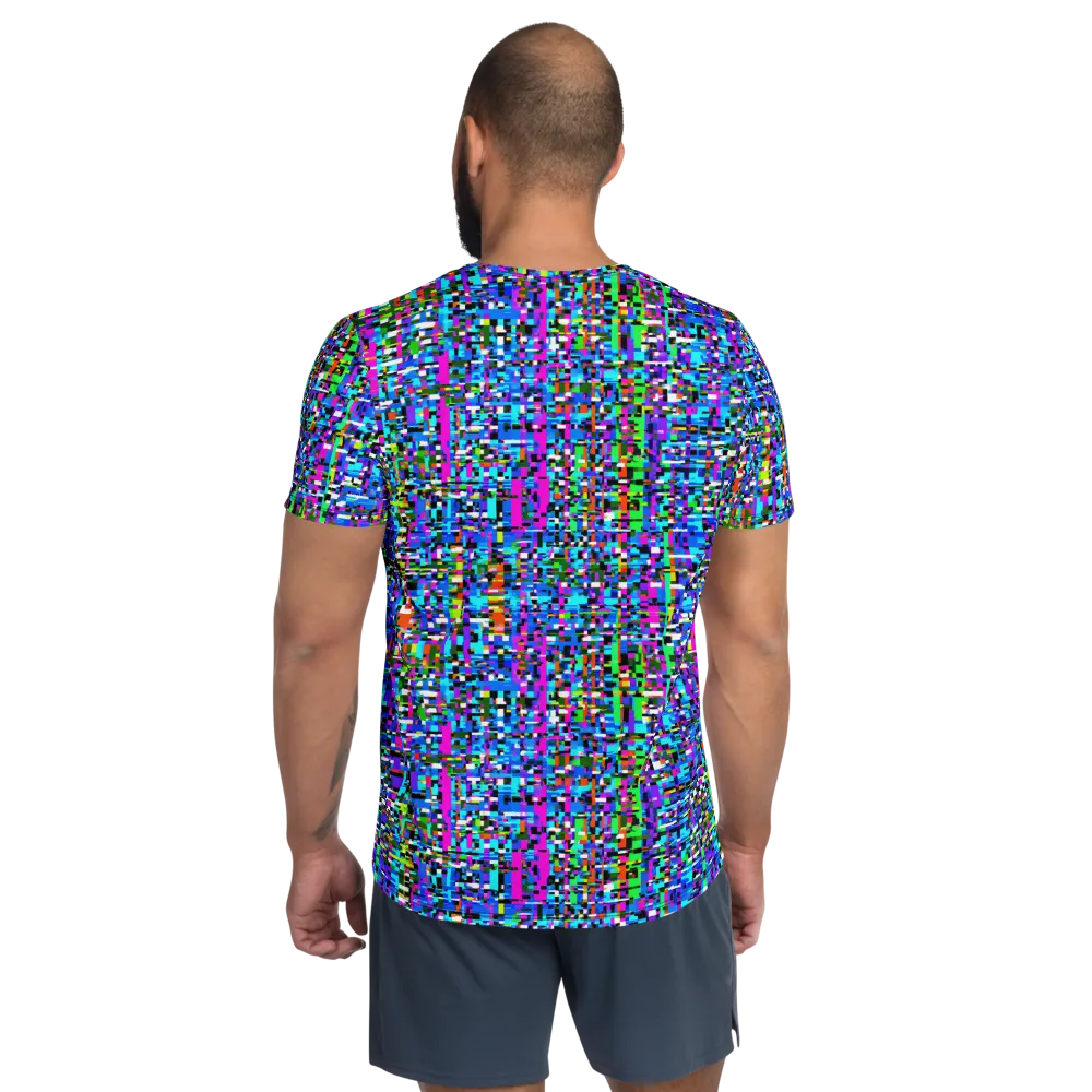Neon Mosaic on Men's Athletic T-Shirt — Back