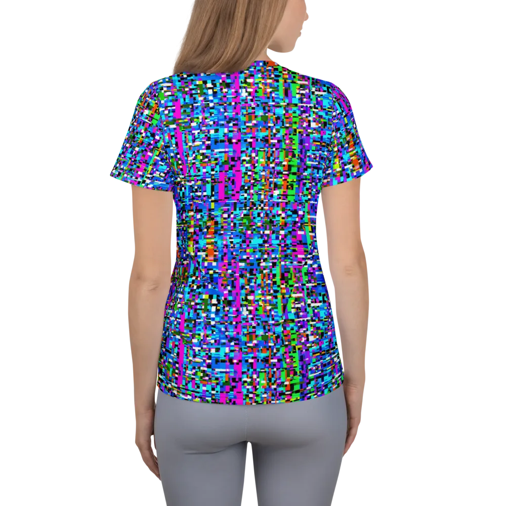 Neon Mosaic on Women's Athletic T-Shirt — Back