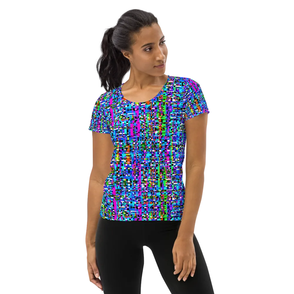 Neon Mosaic on Women's Athletic T-Shirt — Front